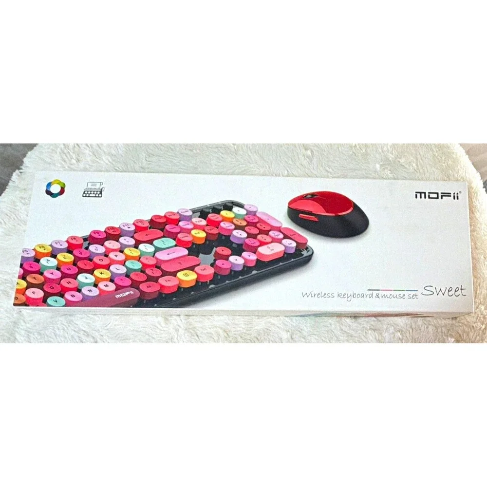 Mofii Sweet Wireless Keyboard & Mouse Set QWERTY English Pink/White